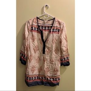 🚨 SOLD 🚨🎊 Lucky Brand Tan Printed Long Tunic